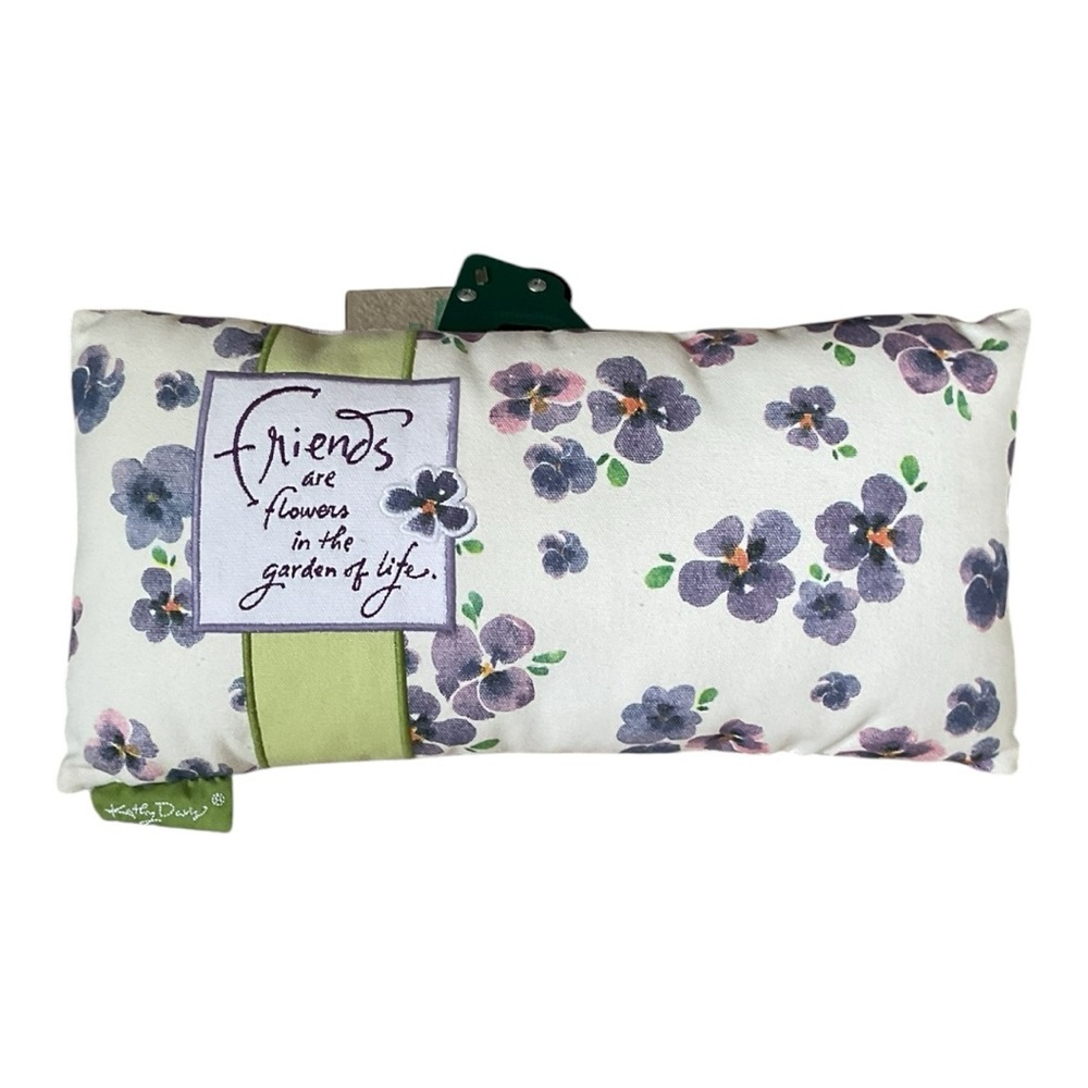 Kathy Davis Inspirational Pillow “Friends Are Flowers” Floral Accent Cushion